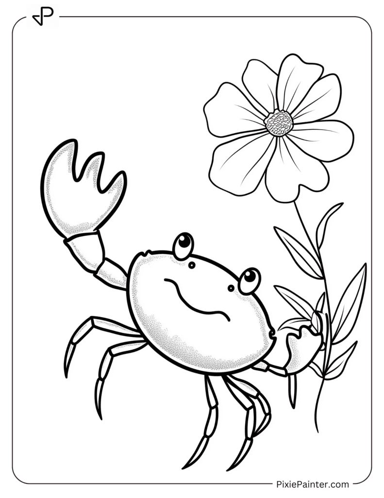 Smiling Crab With a Flower