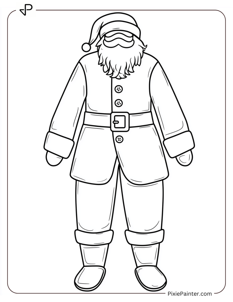 Santa suit with buttons and belt buckle