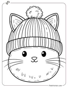 A cute animal-themed hat with cat ears and whiskers