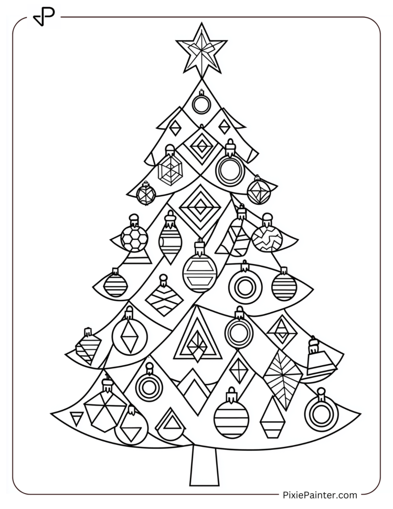 Christmas tree with geometric ornaments