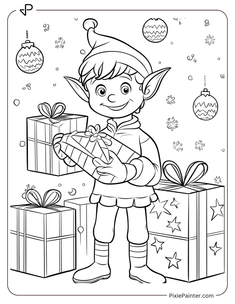 10. Festive Elf Holding A Present