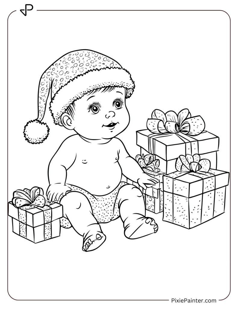 11. Baby in Santa Hat with Gifts