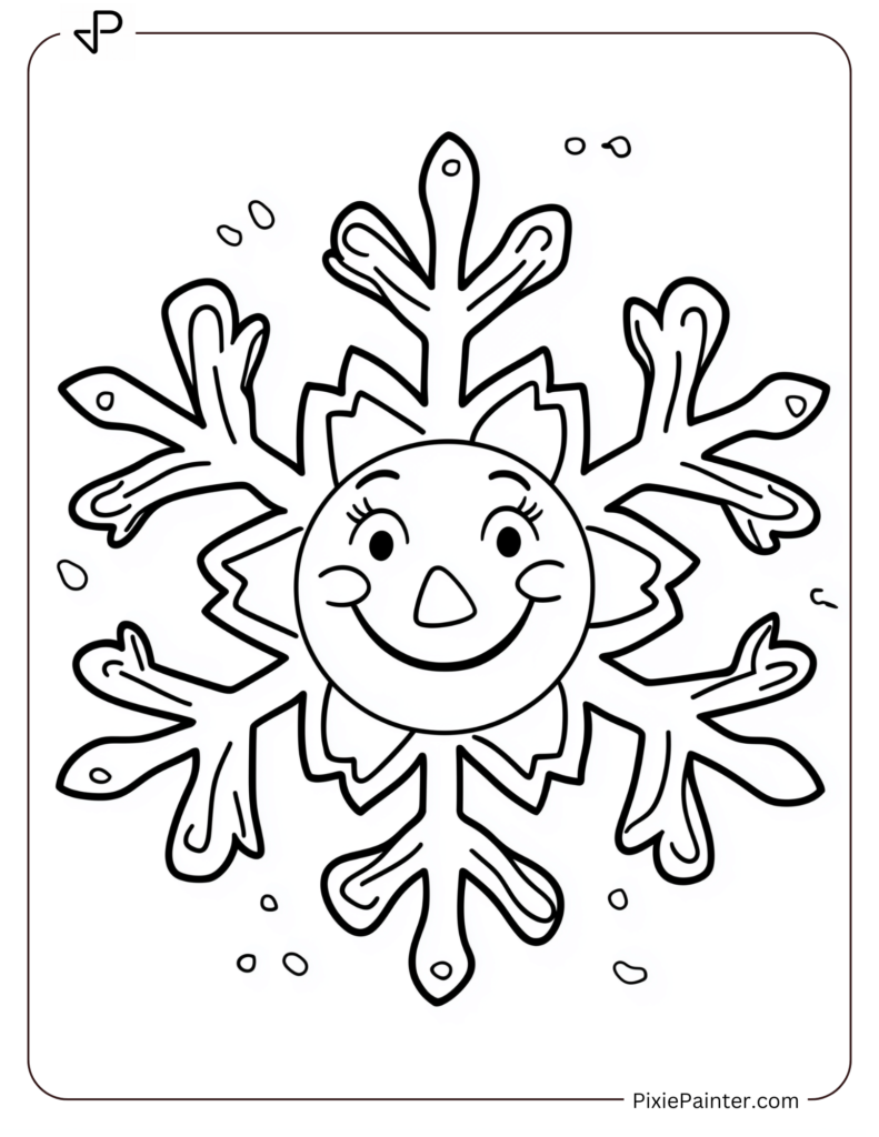 12. Simple Happy Face Snowflake Coloring pages