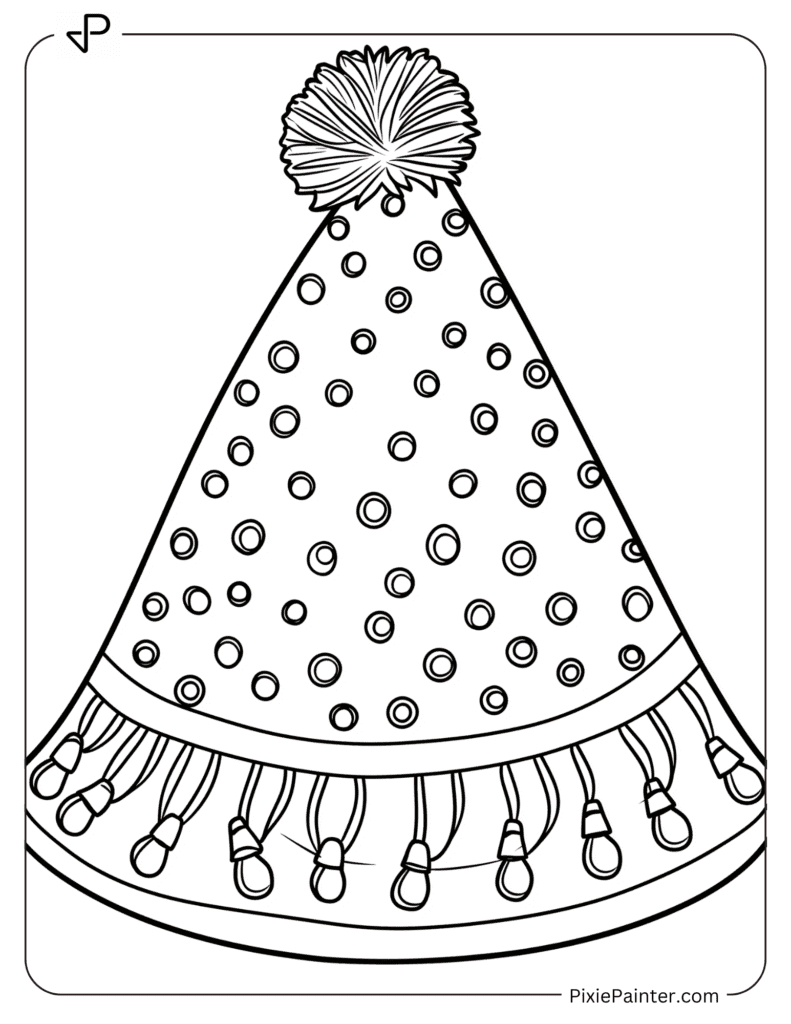 A festive hat with tiny Christmas lights as a pattern
