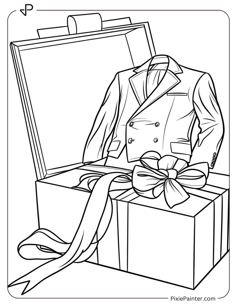 Santa's suit in a gift box with ribbon