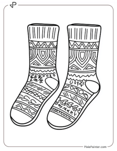 A pair of woolly socks with a design