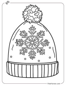 A winter hat with a giant snowflake in the center