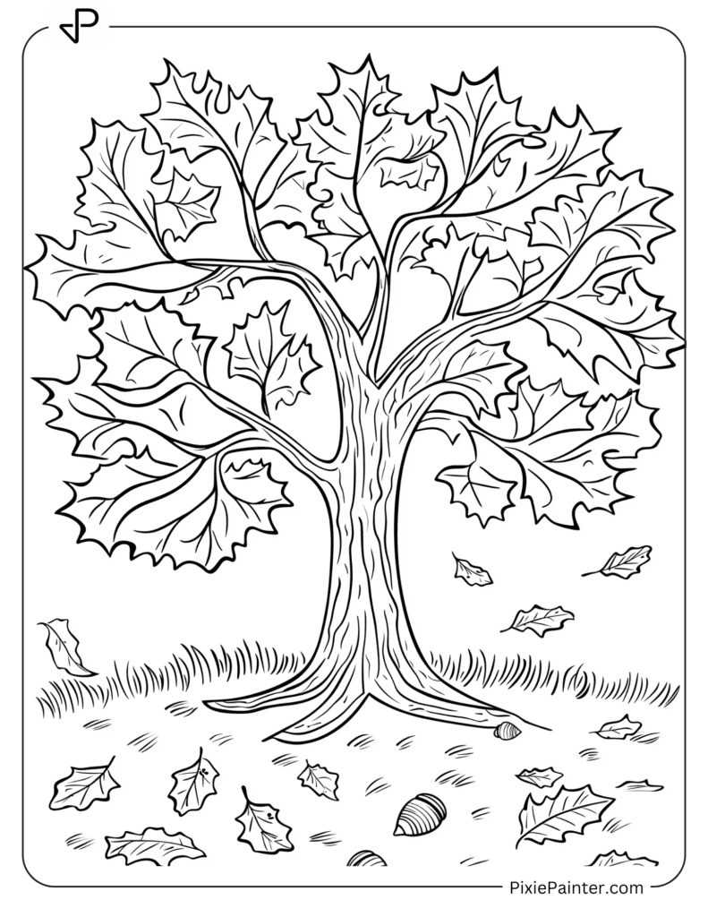 14. Autumn Tree With Falling Leaves