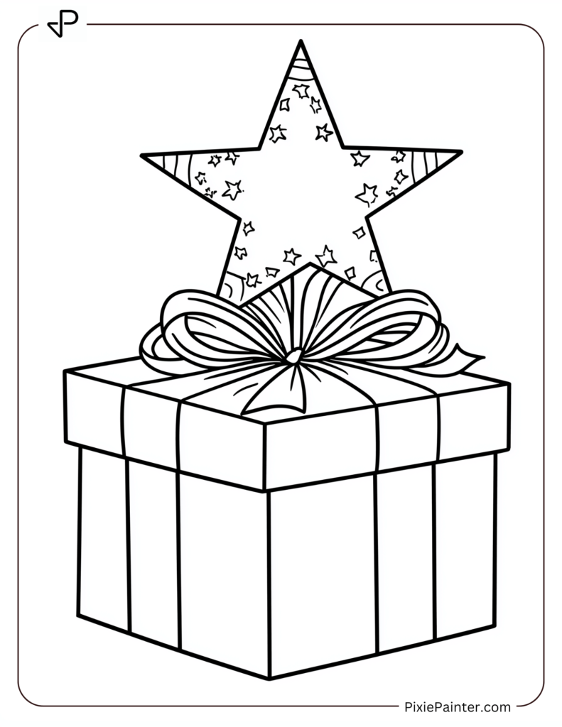 A Christmas star adorning a gift box