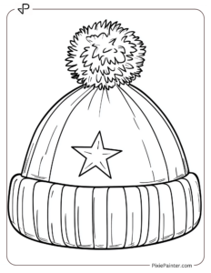 A simple winter hat with a star on the front