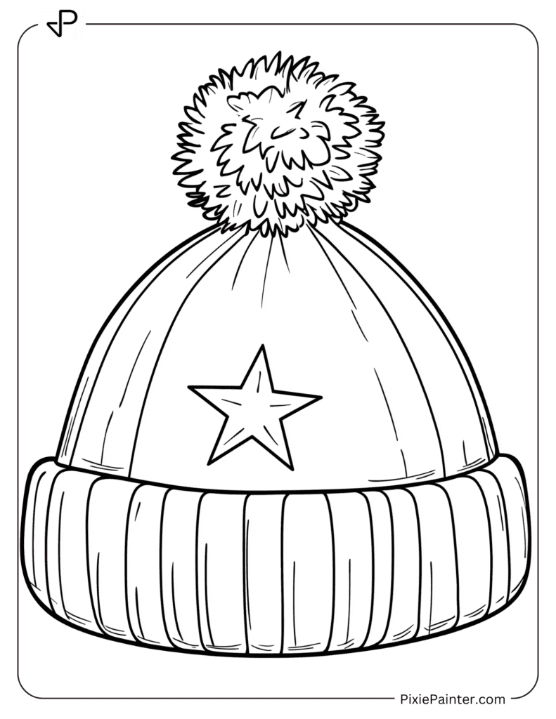 A simple winter hat with a star on the front