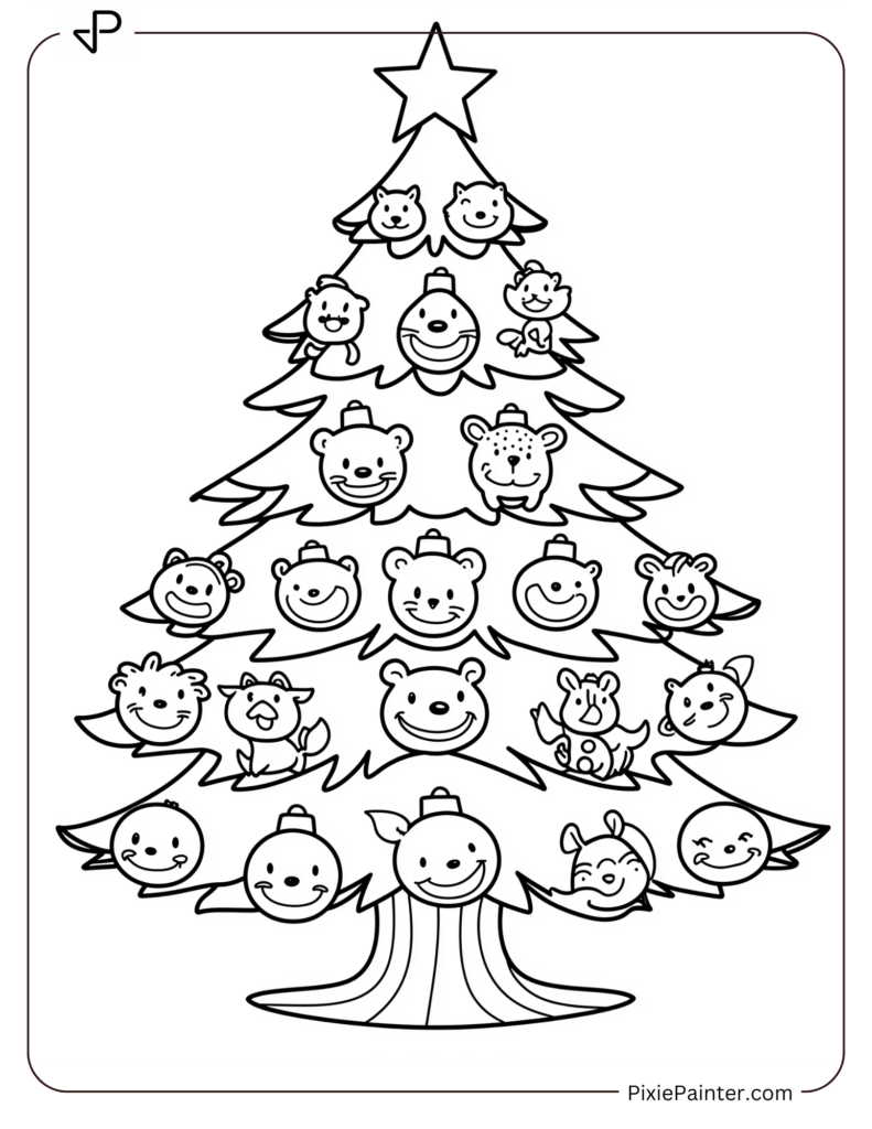 15. Christmas Tree With Animal Faces