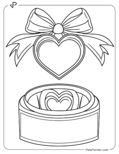 A heart inside a simple gift box with a bow