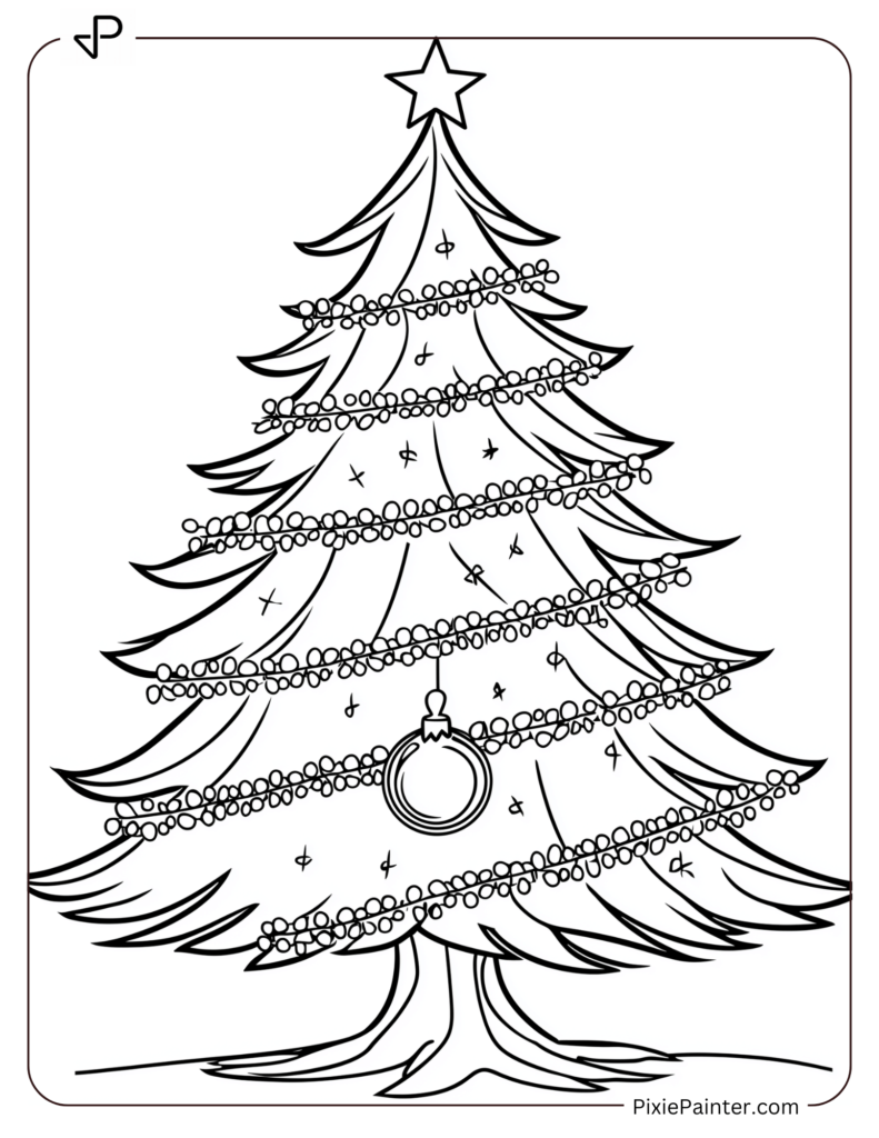 Christmas Tree with Garland and One Ornament