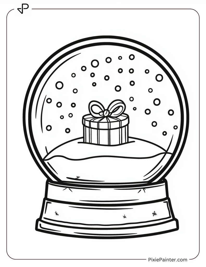 A snow globe with a tiny present inside