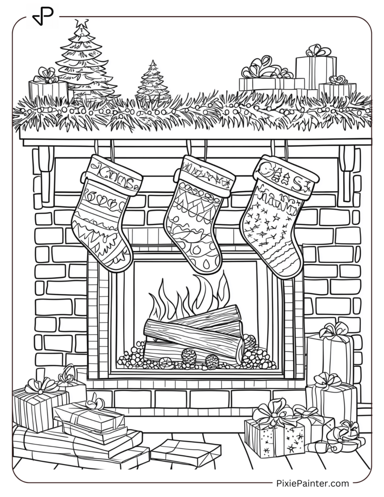 19. Fireplace with Stockings and Gifts