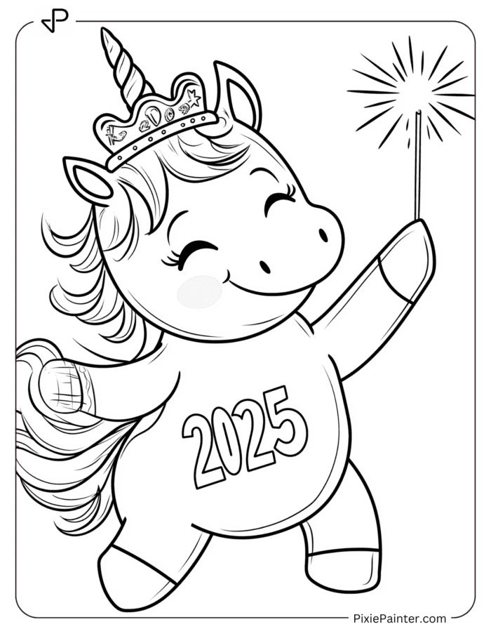 28 Happy New Year 2025 Coloring Pages [Free PDFs] - Pixie Painter