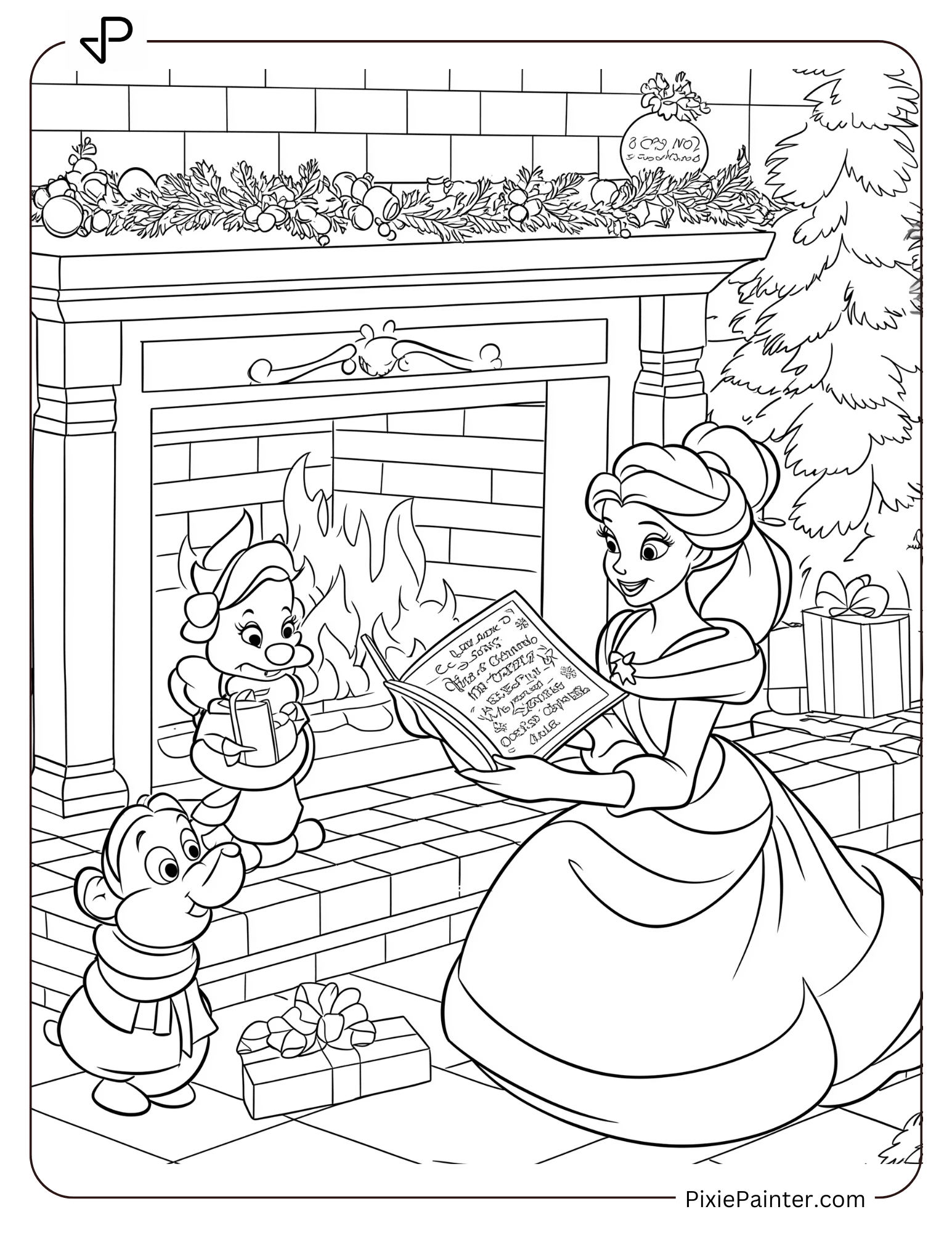 27 Disney Princess Christmas Coloring Pages [Free PDFs] - Pixie Painter