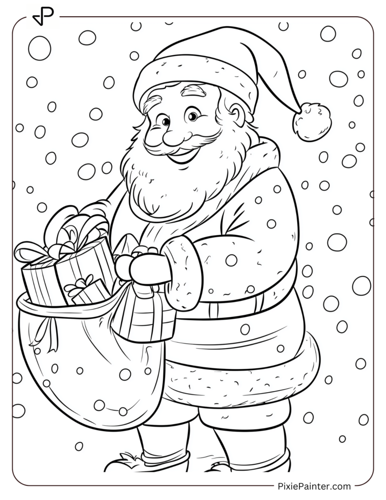 2. Happy Santa Holding A Bag Of Gifts