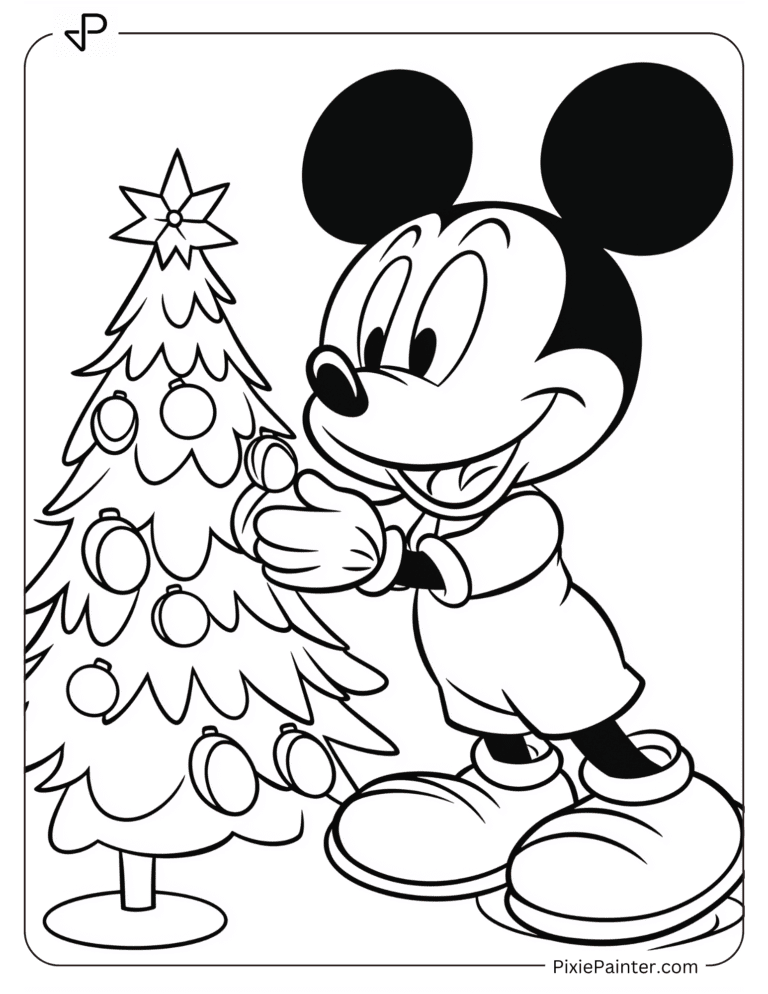 29 Mickey Mouse Coloring Pages for Christmas [Free PDFs] - Pixie Painter
