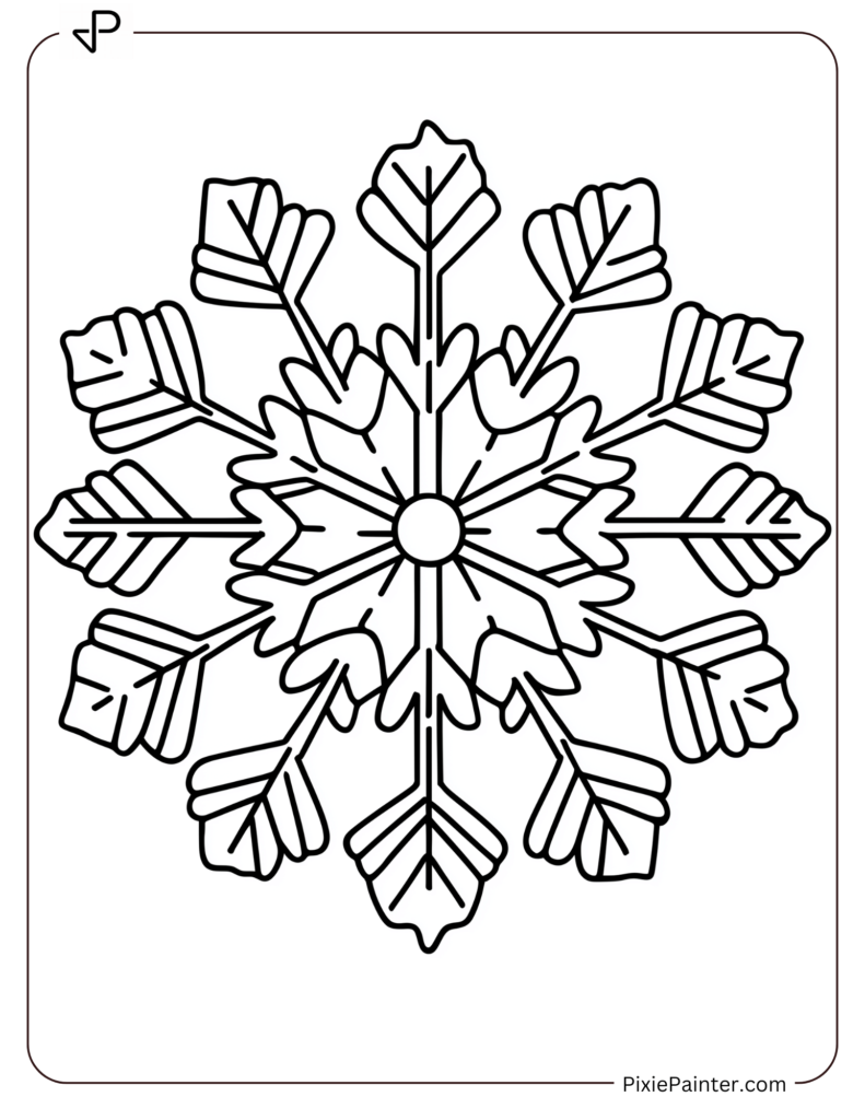 2. Simple Realistic Snowflake Petal Coloring pages