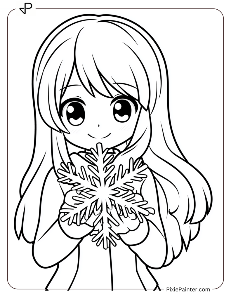 21. Anime Girl Holding Snowflake