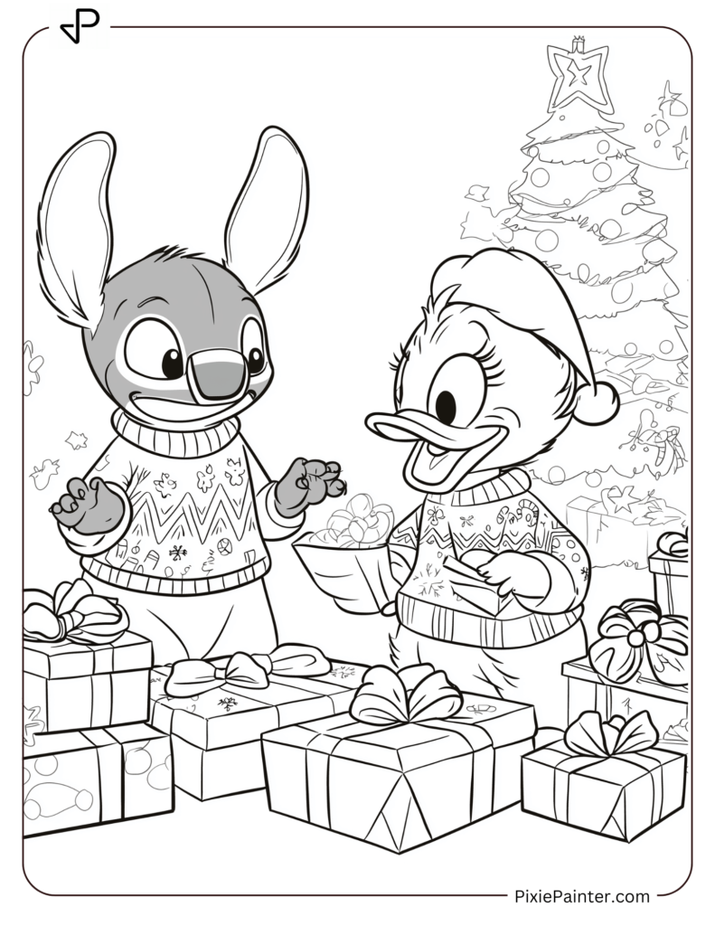 21. Donuld Duck Exchanging Gifts with Stitch