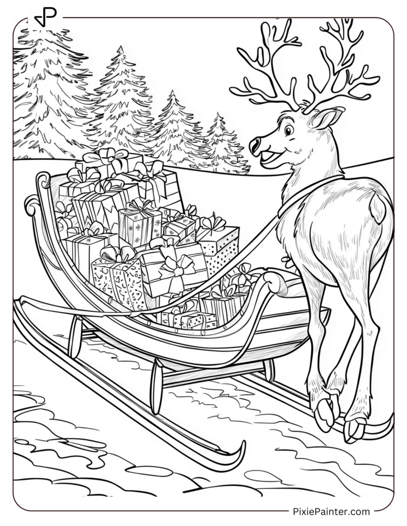 21. Reindeer Pulling a Sleigh Full of Gifts