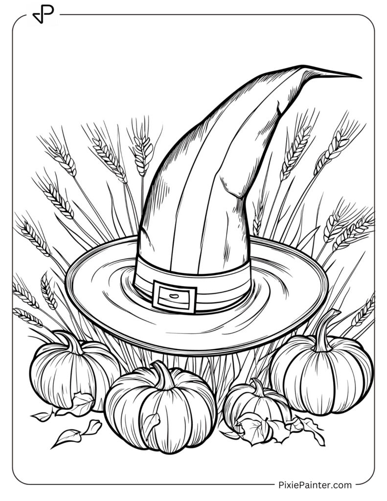 21. Witch Hat With Harvest Pumpkins