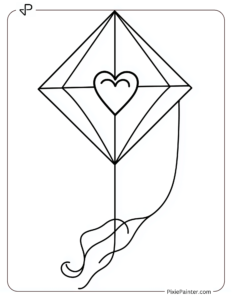 A simple kite with a heart on it