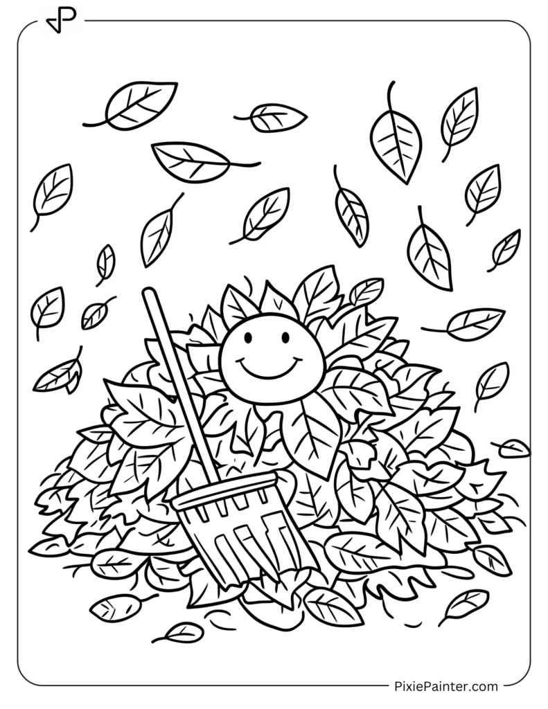 22. Raking Leaves With Smiley Sun