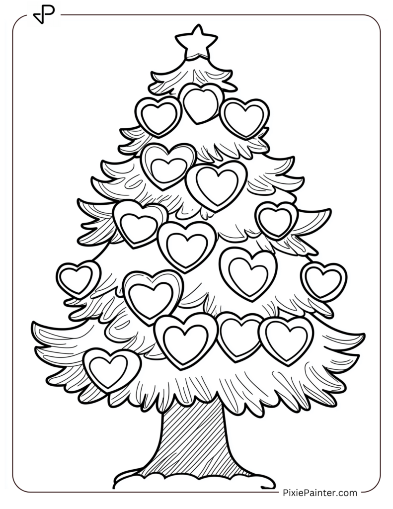 23. Christmas Tree Adorned With Hearts