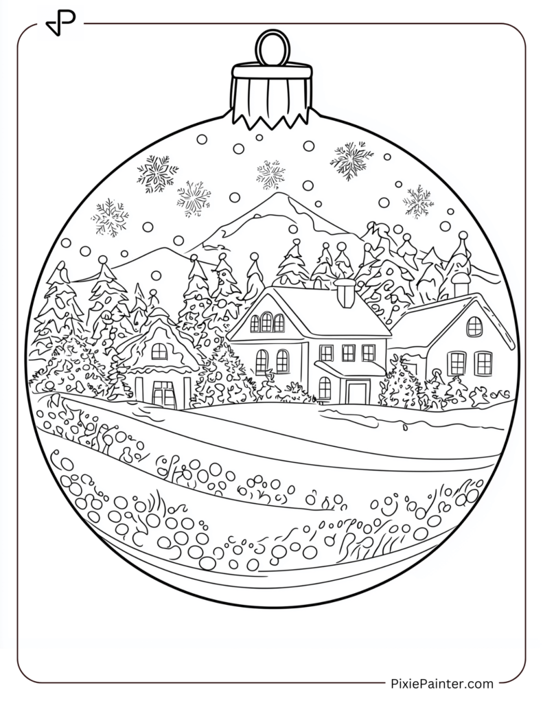 24. Christmas Ornament with a Snowy Village Inside