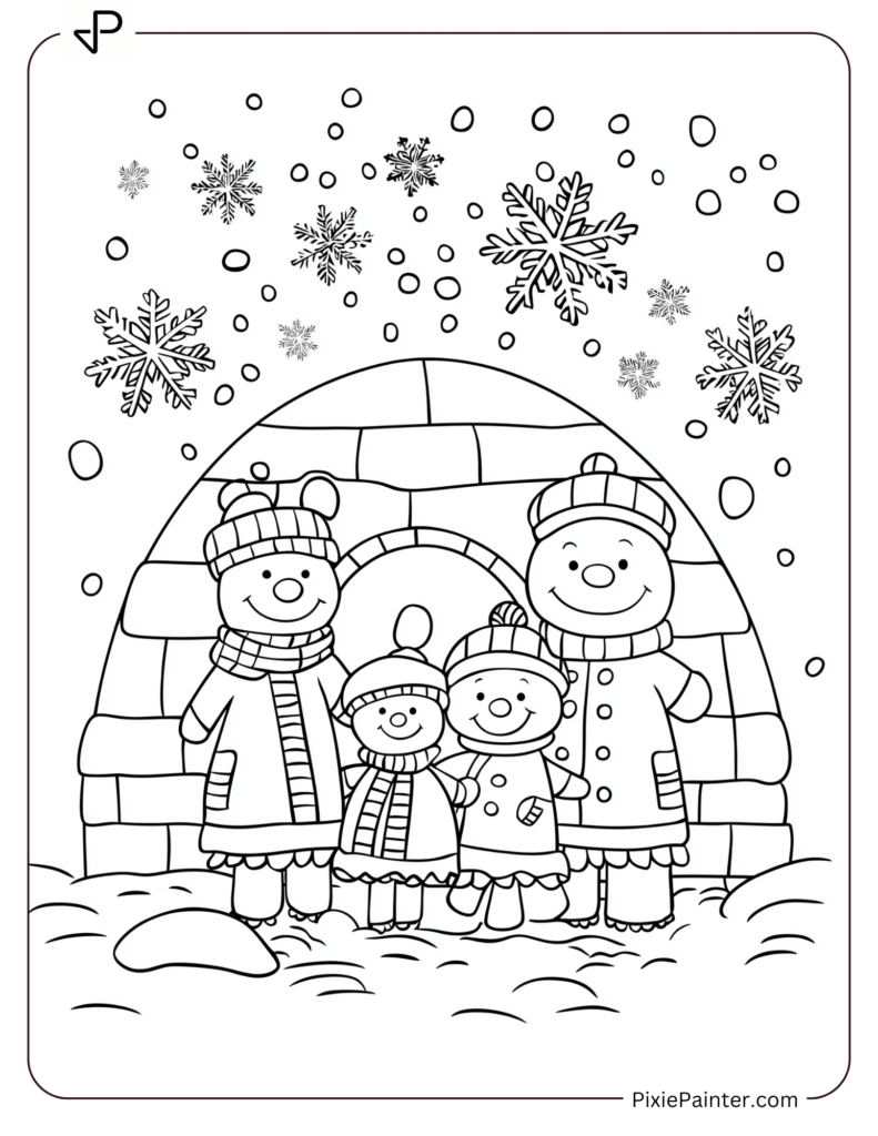 24. Eskimo Family in Snowflakes