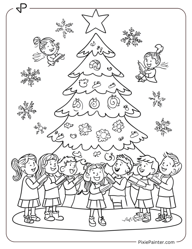 25. Children Singing Around a Christmas Tree