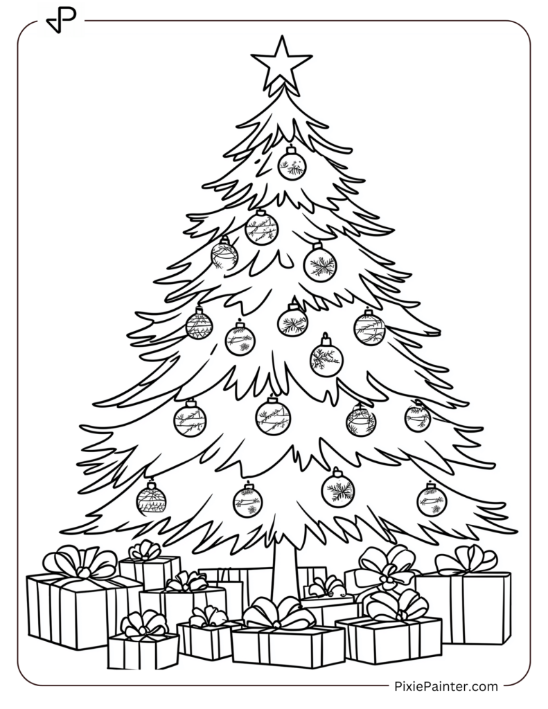 25. Christmas Tree With Piled-Up Gifts