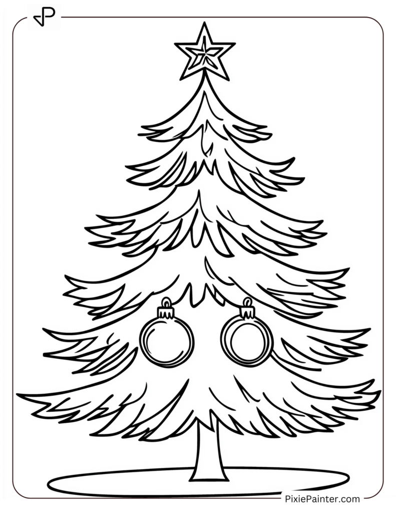 Christmas tree with two evenly spaced ornaments