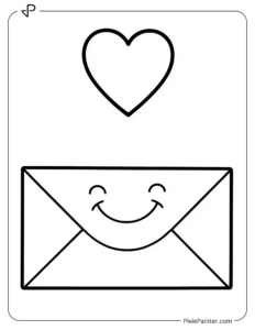 A simple smiling envelope with a heart above it