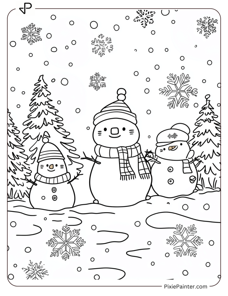 27. Christmas Tree Among Three Snowmen