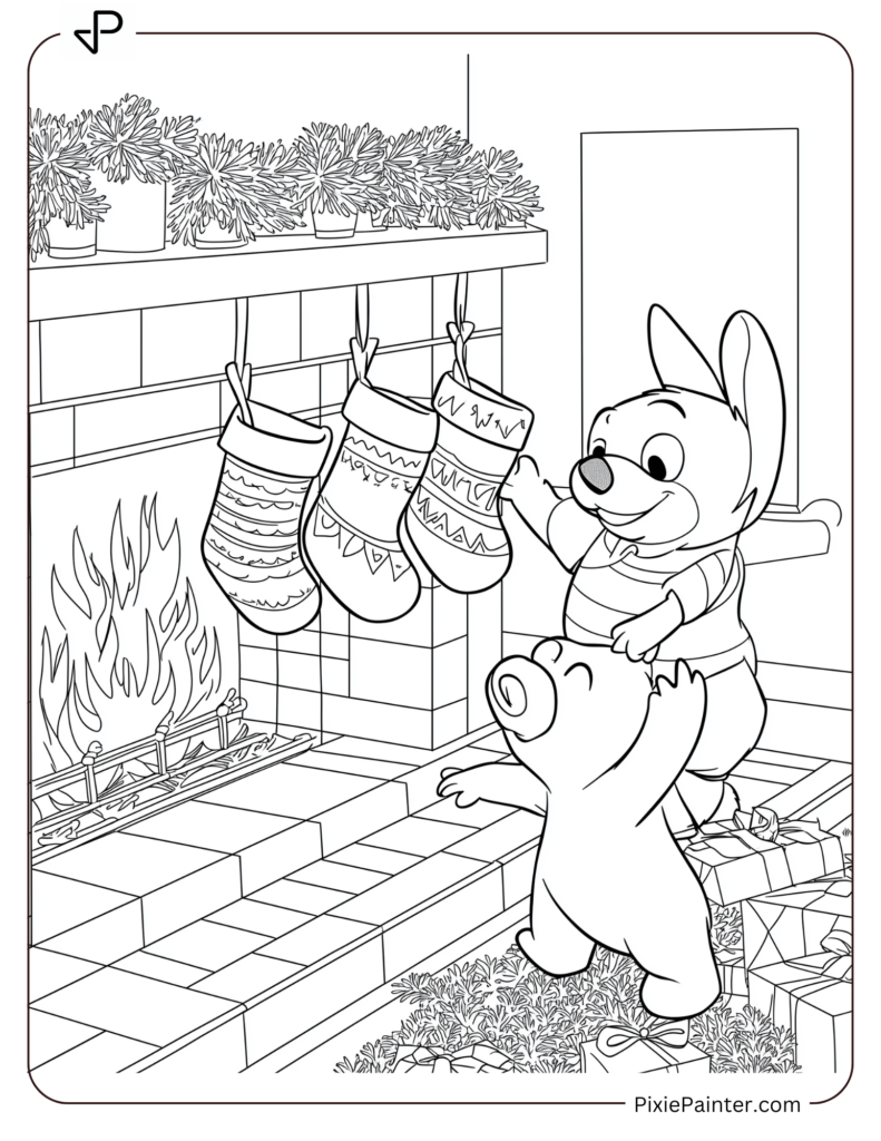 27. Pooh & Happy Stitch Hanging Stockings