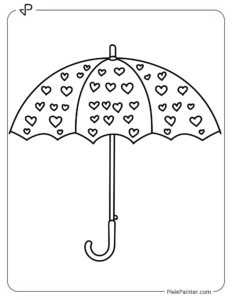 A simple umbrella with heart patterns