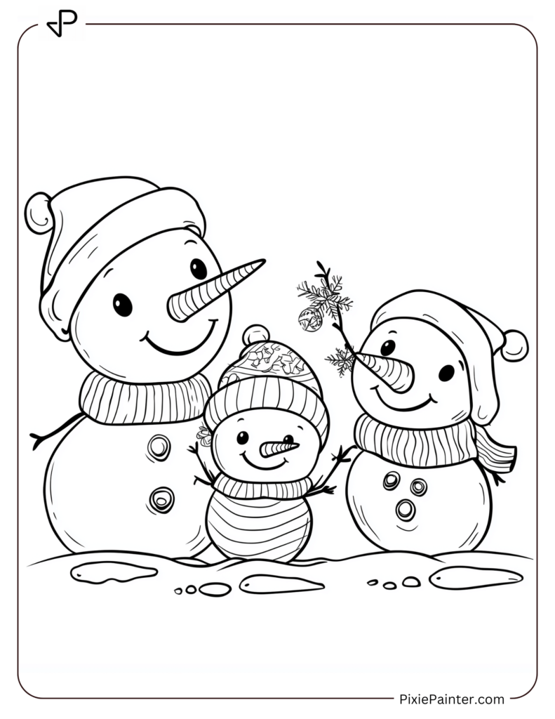 30. Snowman Family Smiling Together in a Winter Scene