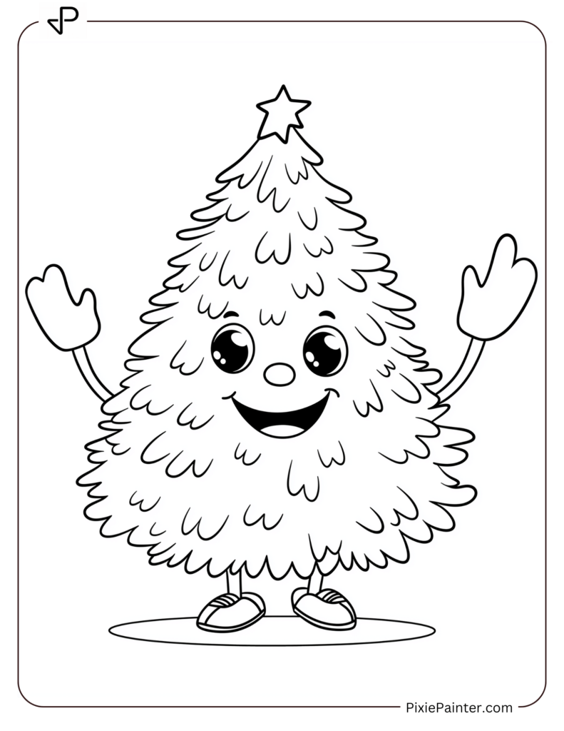 4. Christmas Tree Wearing Festive Shoes Coloring Pages