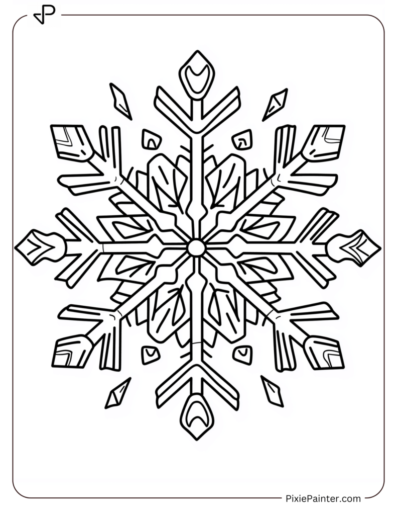 4. Frost Crystal Snowflake Coloring pages