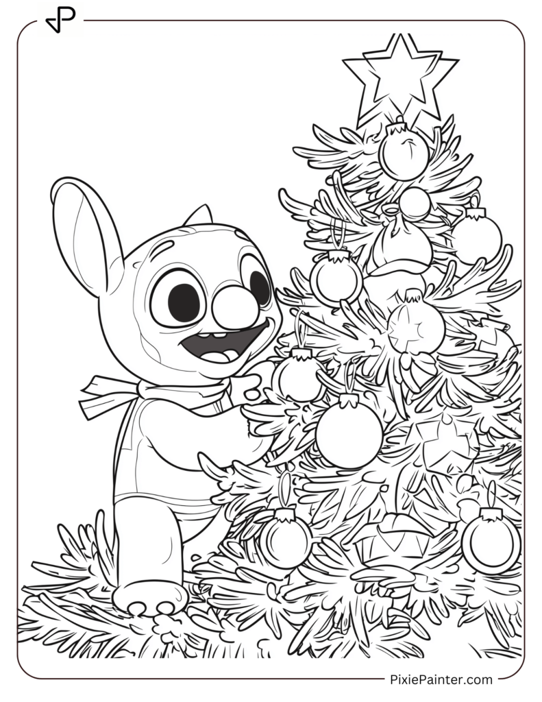 40. Baby Stitch Decorating Christmas Tree