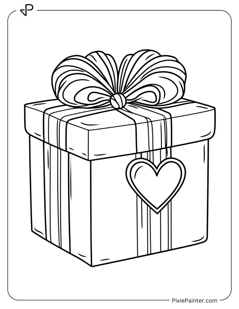 A single gift box with a heart-shaped tag