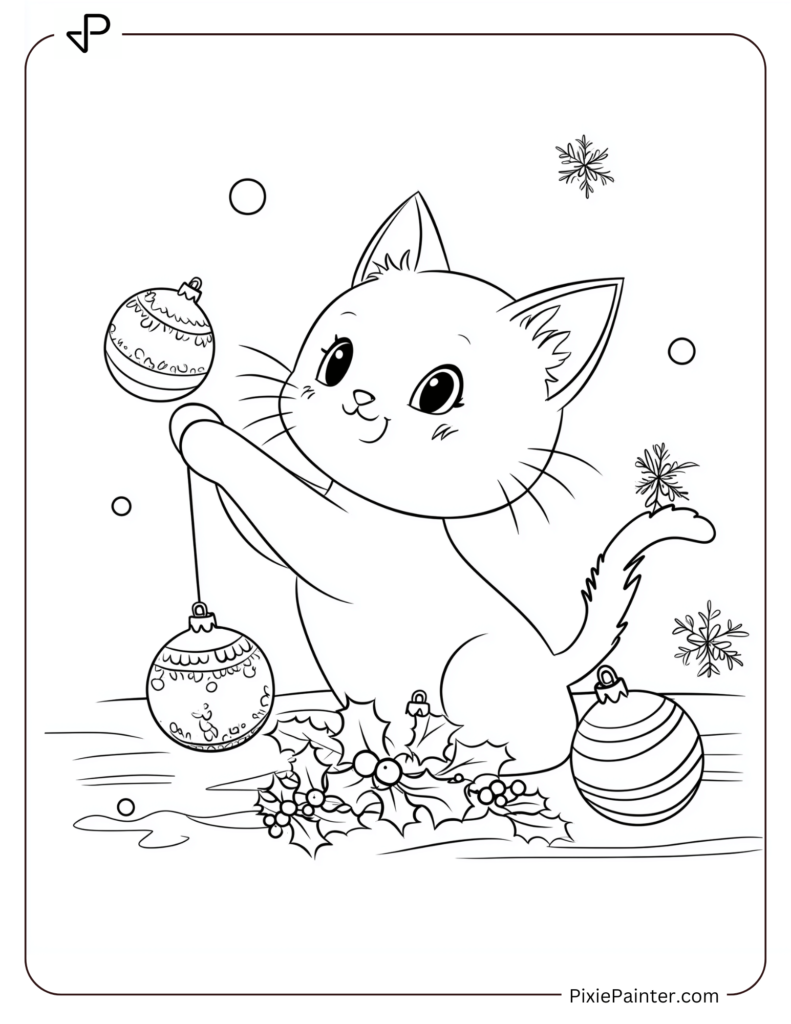 5. Playful Cat Playing With Ornaments