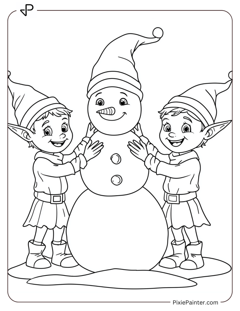 Christmas Coloring Page For Kids - Angels Baking Cookies And Cupcakes