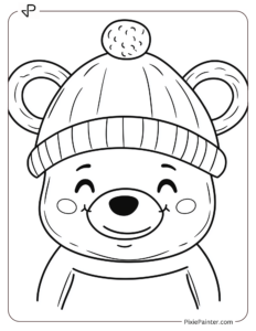 A cartoon-style bear hat with ears and a happy expression