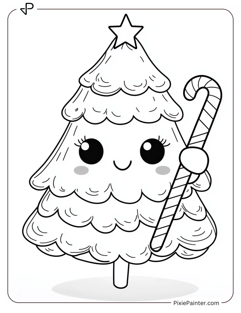 6. Christmas Tree Topped With A Star Coloring Pages